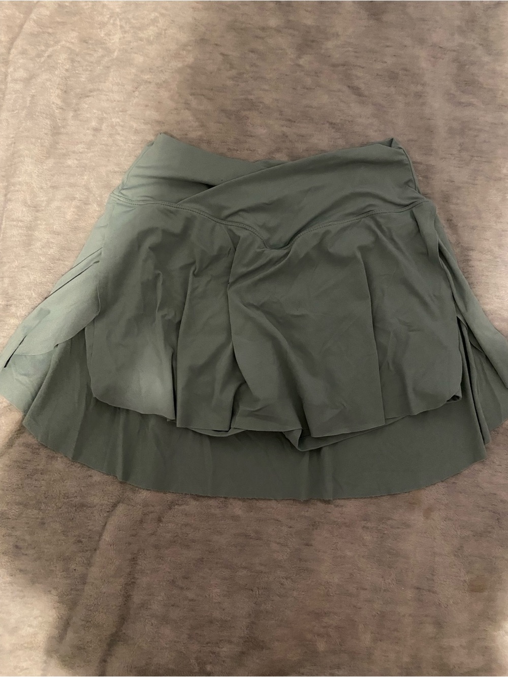 Women's Olive Green Active Skirt with Built-In Shorts